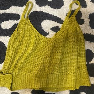 Olive green knitted oversized crop top